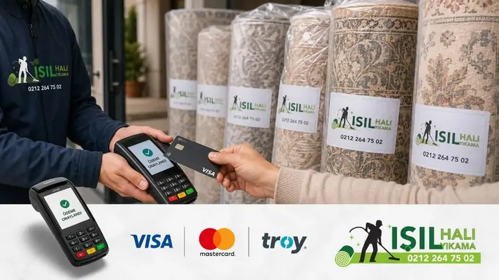 Kapıda kredi kartıyla ödeme onaylandı; Işıl Halı Yıkama, POS, Visa, Mastercard ve Troy